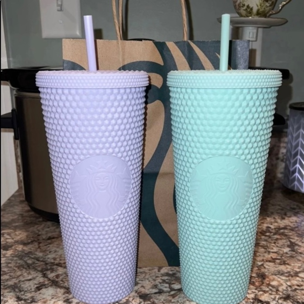 Starbucks studded matte mint and lilac tumbler 24oz